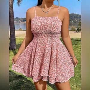 SHEIN Pink Fit and Flare Mono Sleeveless Resort Wear NWNT